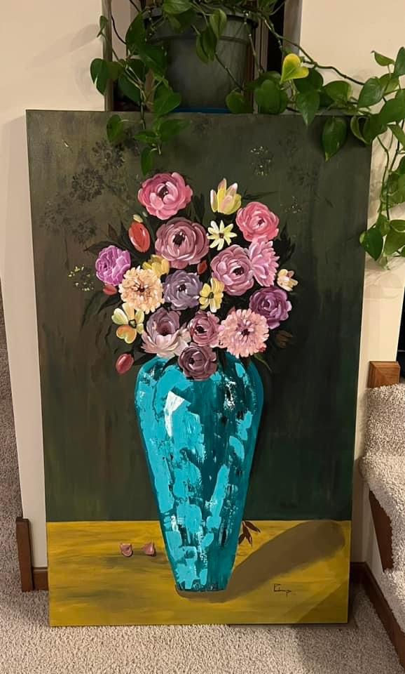 Oil on canvas Floral art.