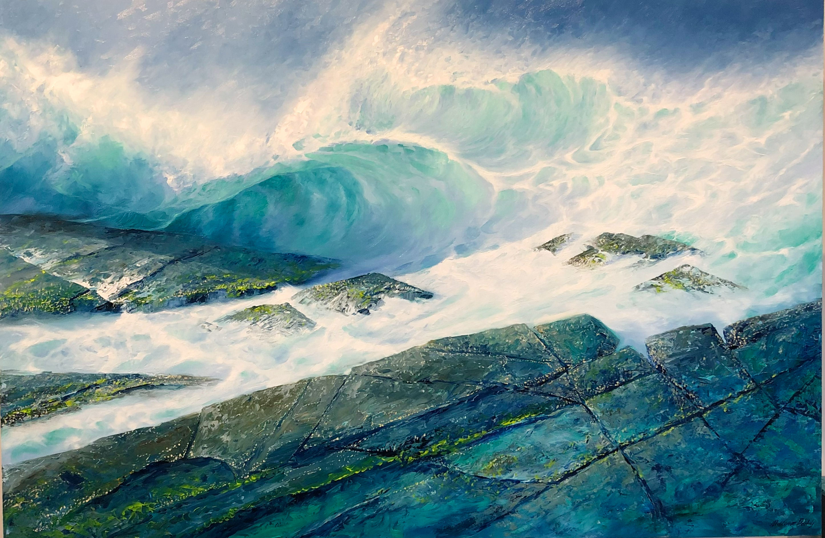 "Splashes Of Teal" 80 x 120 cm