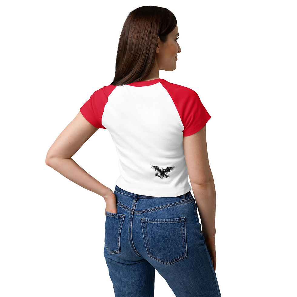 Thumbnail: SKULL FLOWERS Women’s micro rib raglan baby tee