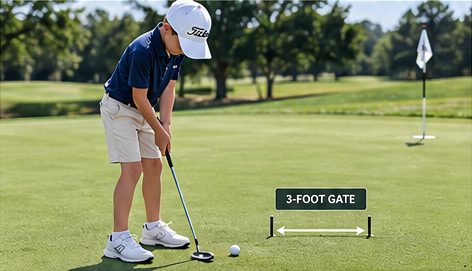 Illustration of a junior golfer practicing putting