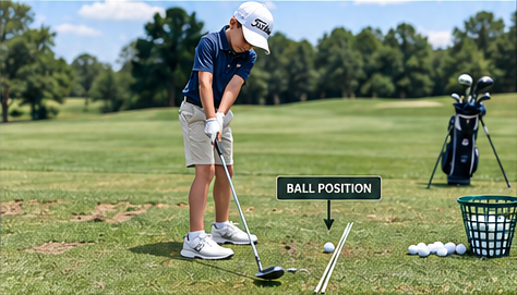 Illustration of a junior golfer practicing irons