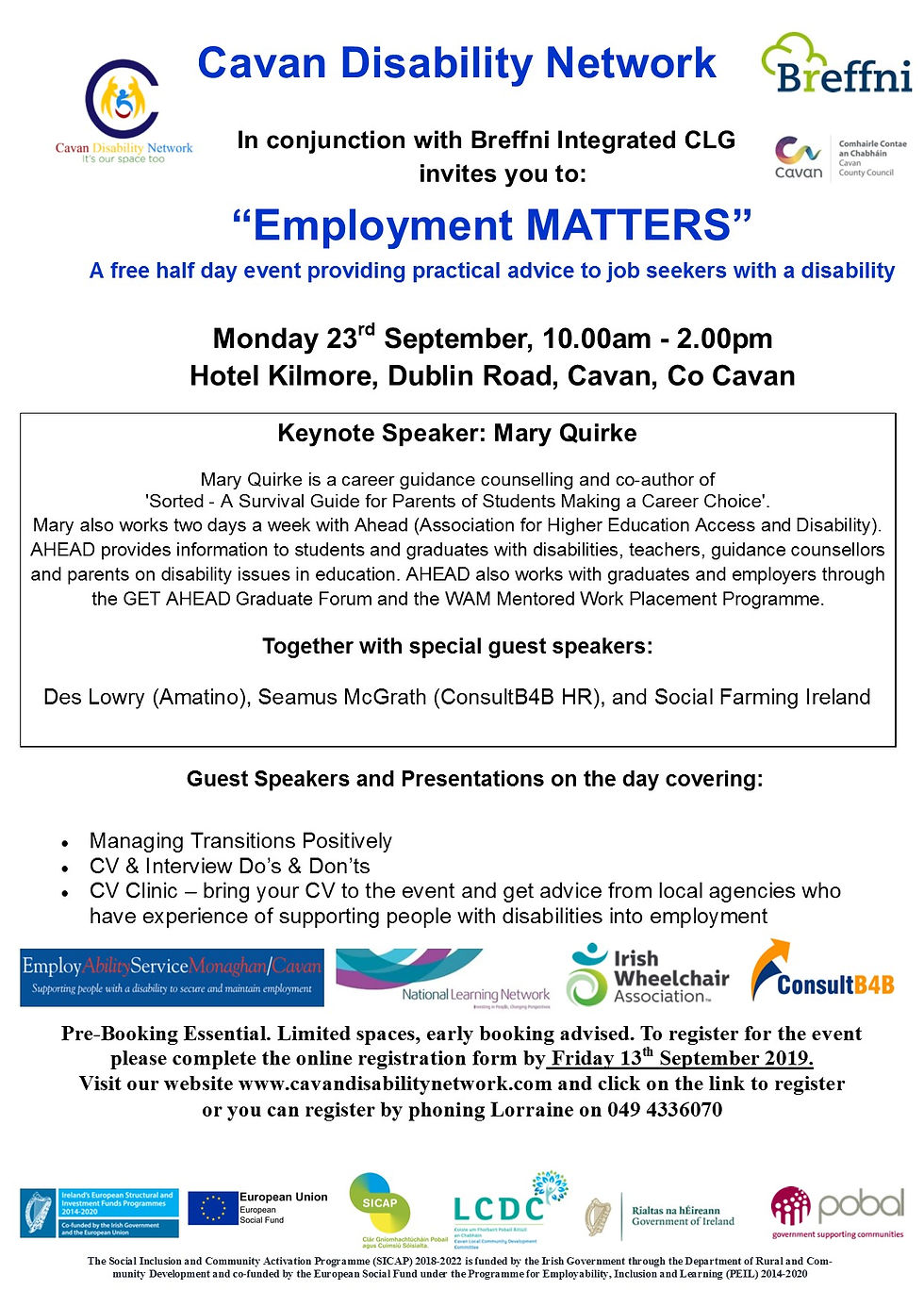 Employment Matters event poster: September 20th, 10 am, Rural Kilmore