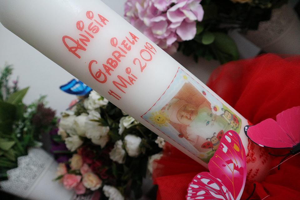 Miniatură: Lumanare de botez cu tulle - Model 5