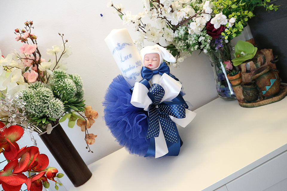 Miniatură: Set botez cu lumanare si trusou - Model 13