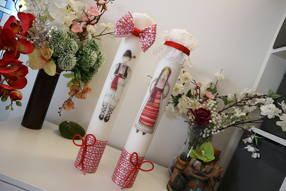 Miniatură: Set de nunta cu lumanari si buchete - Model 2