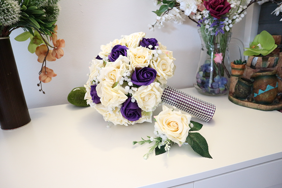 Miniatură: Set de nunta cu lumanari si buchete - Model 2