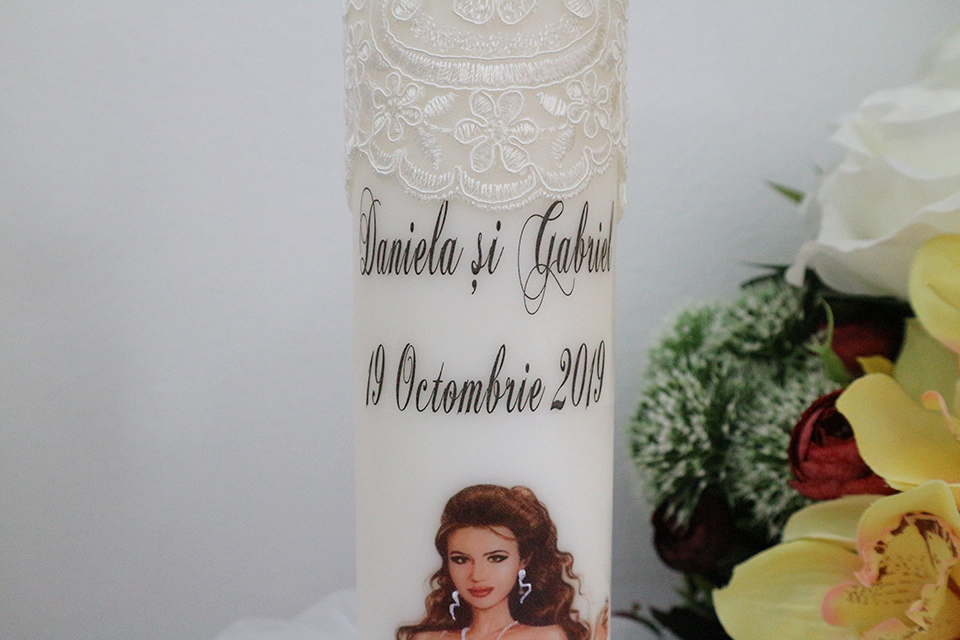 Miniatură: Lumanari de nunta cu rochie ampla - Model 5