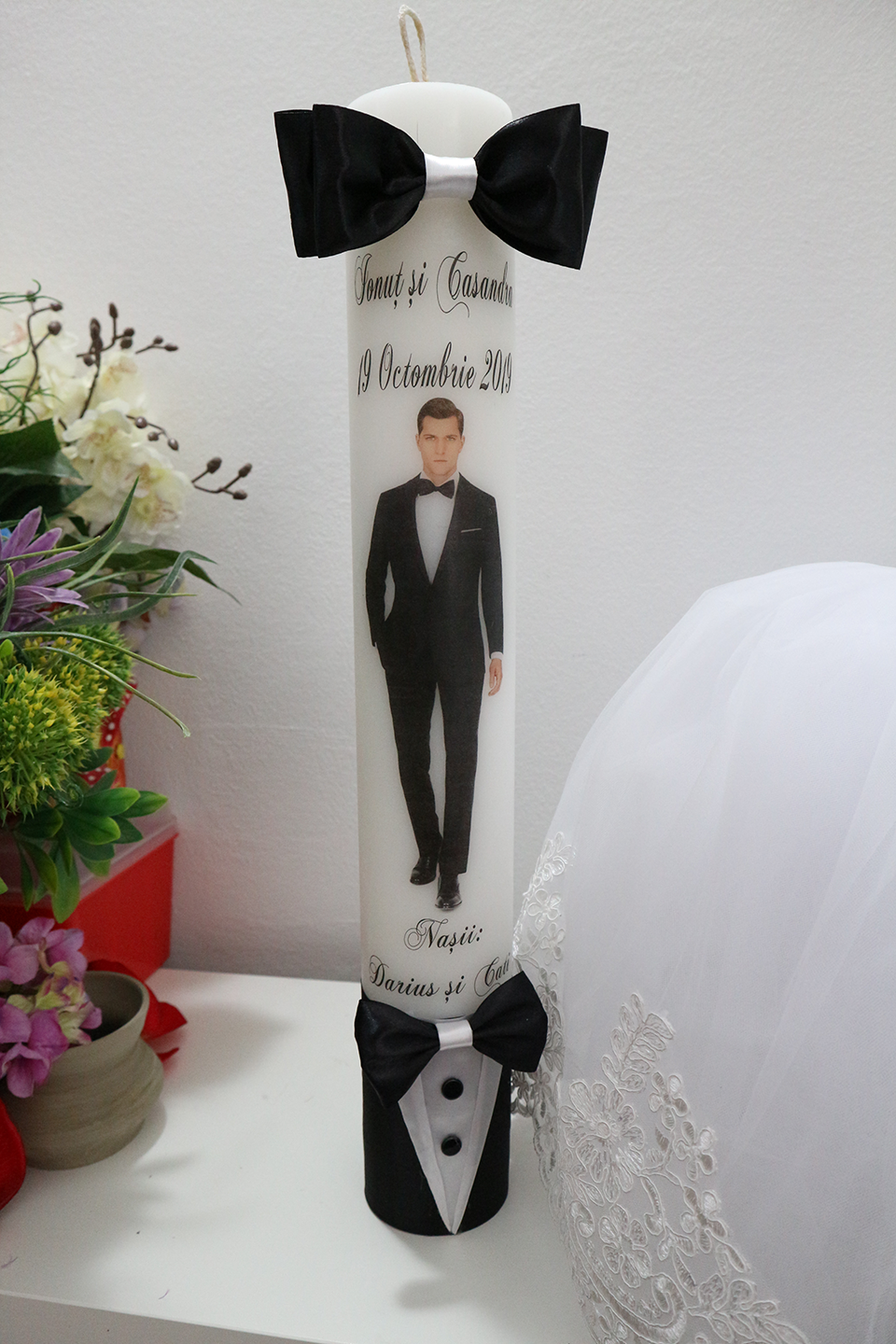 Miniatură: Lumanari de nunta cu rochie ampla - Model 16
