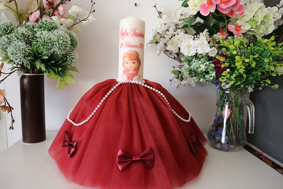 Miniatură: Set botez cu lumanare, trusou si rochita - Model 4