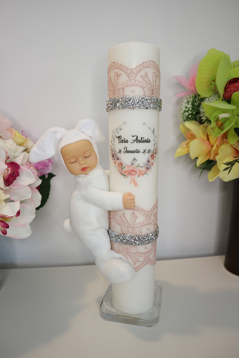 Miniatură: Lumanare de botez cu plus - Model 3