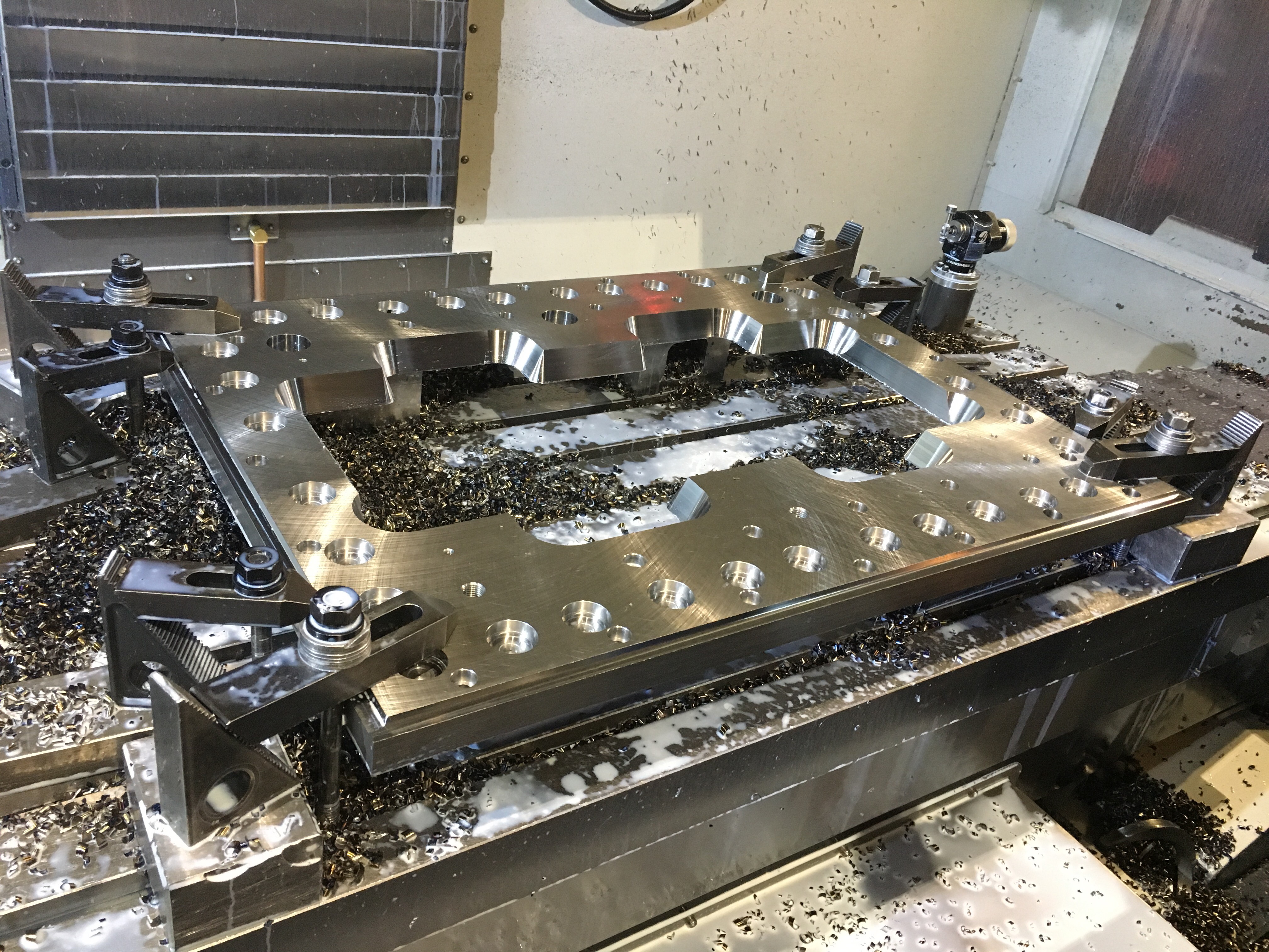 Machined plate in CNC mill
