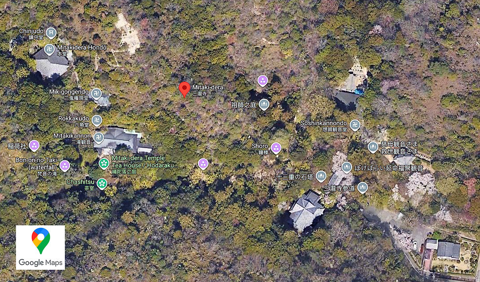 Google Map showing the Mitaki-dera Buddhist Temple in Hiroshima