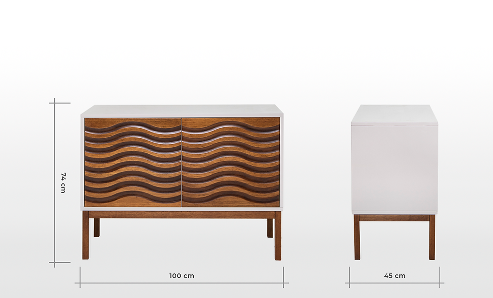 Miniatura: Buffet Gauss duas Portas Laca Branco com Pés em Castanho