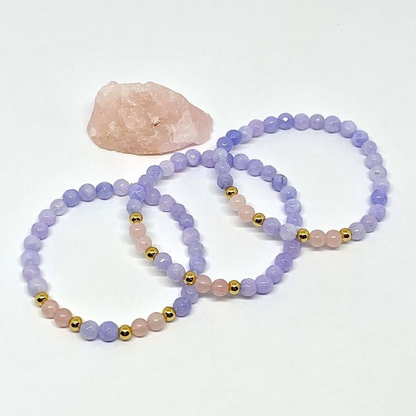 Miniatura: Pulsera de Ágata Morado y Cuarzo Rosa
