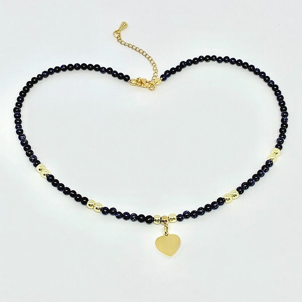 Miniatura: Collar de Aventurina Brillante, Hematite y Corazón