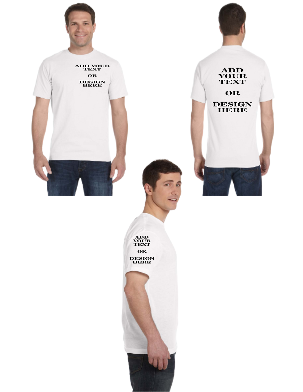 Thumbnail: Adult/Youth Custom Front/Back/Chest Pattern HTV 50/50 Blend Short Sleeve Shirt