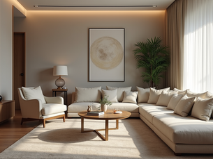 Visual explanation of the 70 30 interior design rule with Kerala-style home decor examples