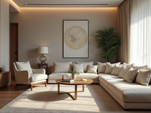 Visual explanation of the 70 30 interior design rule with Kerala-style home decor examples
