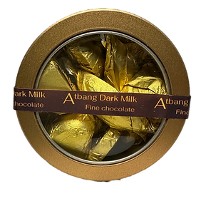 Tin of Atbang Dark Milk fine chocolate