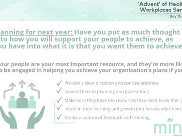 'Advent' of Healthy Workplaces Series: Day 15 of 17 (People Planning)