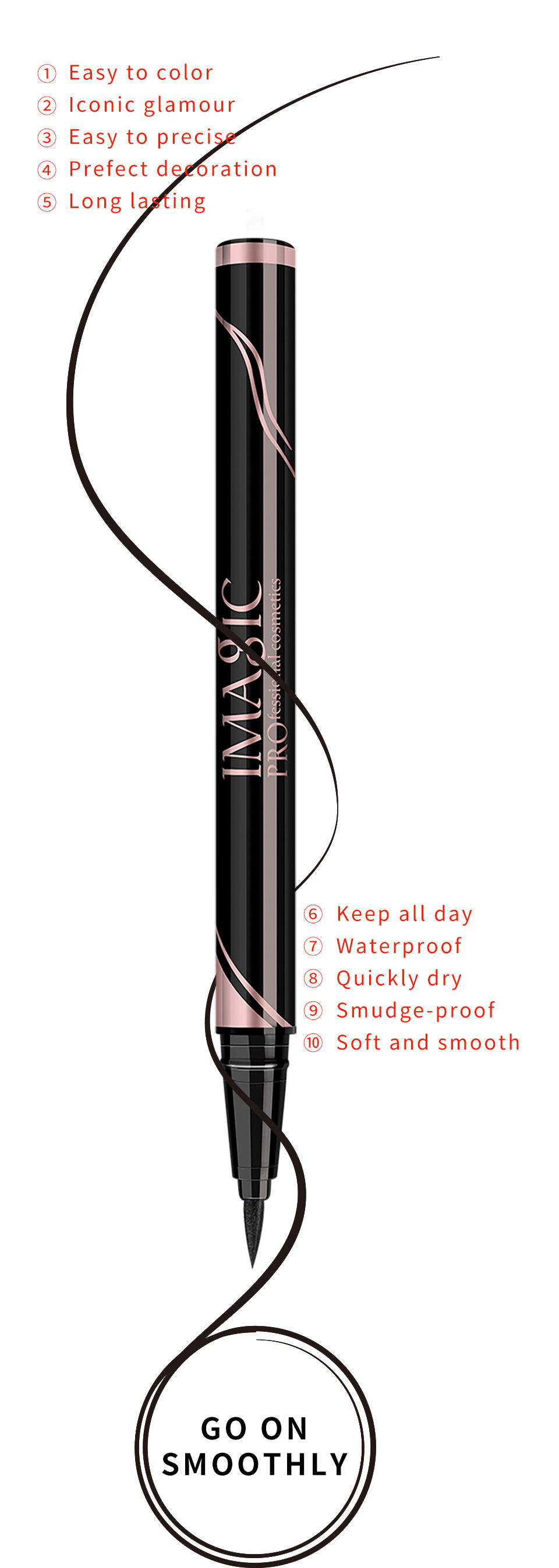 Thumbnail: IMAGIC Waterproof Eyeliner Shine Eyeliner Matte Make Your Beauty Black Long Last