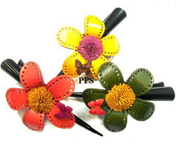 Leather Flower for hair Clips-g12