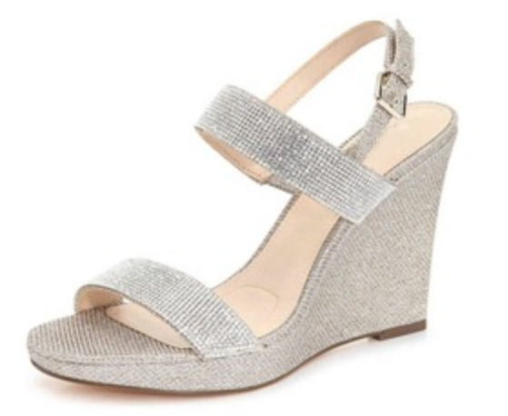 atest silver wedge heel glitter wome