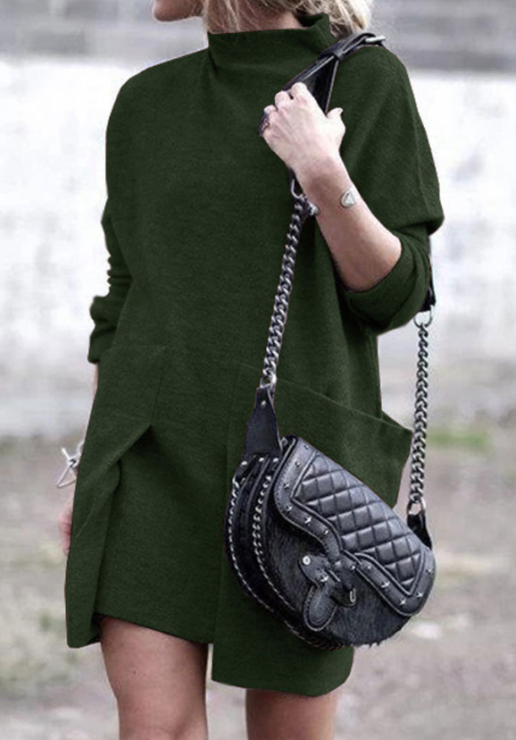 ภาพขนาดย่อ: Solid Color Long Sleeve Pockets Design Women Sweatshirt