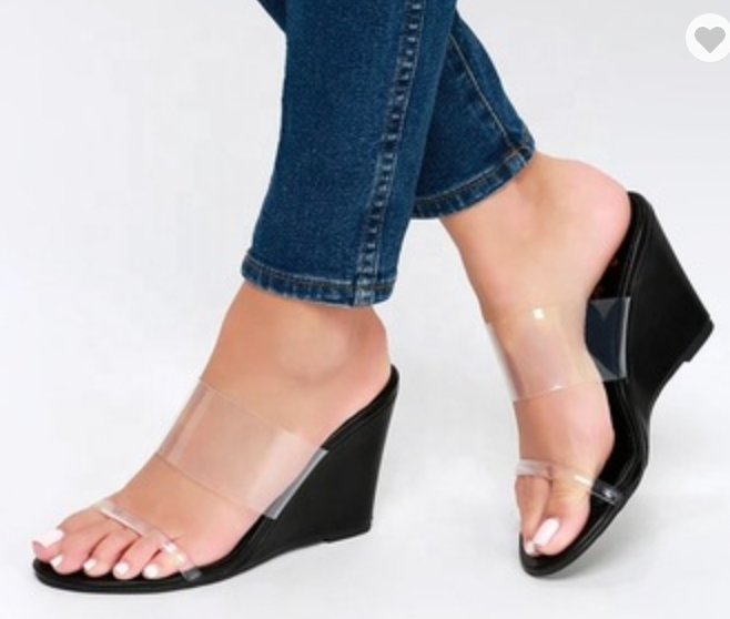 Ladies black wedge heel