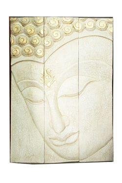 Wood buddha face panel