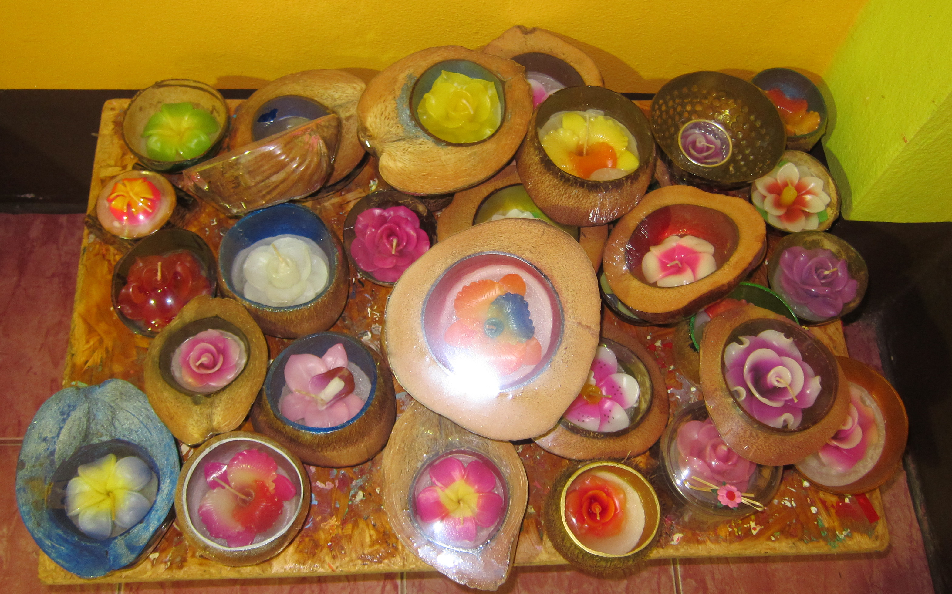 coconut shell candle holder