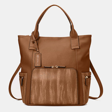 ภาพขนาดย่อ: Women Multifunction Large Capacity Handbag Patchwork Backpack