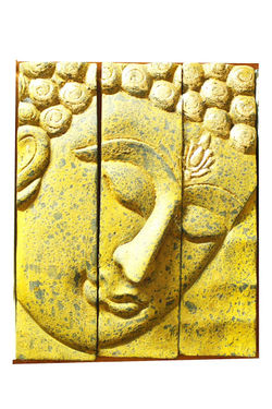 Wood buddha face panel