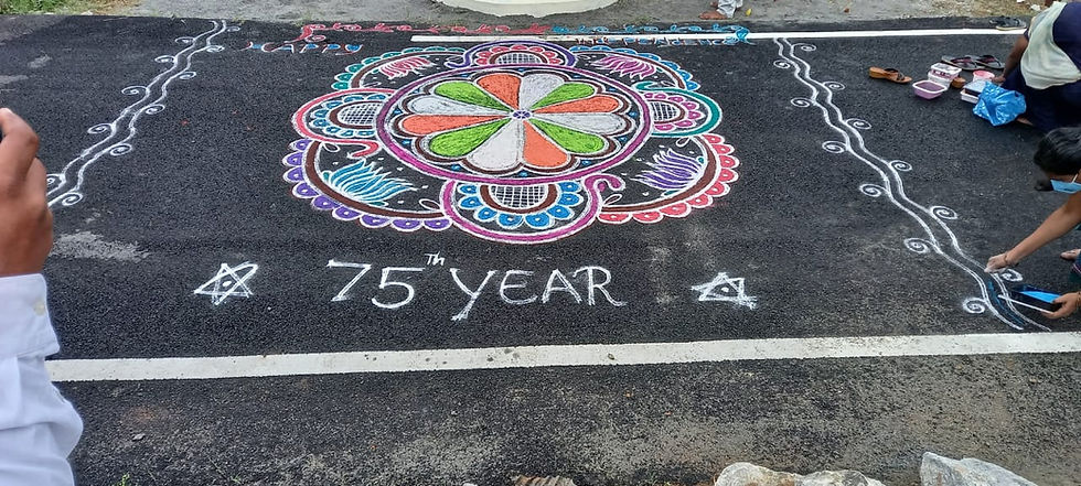 Independence day special kolam by Kala S  Colored by kalpana,anitha,chitra