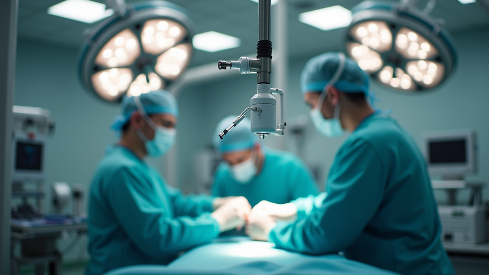 Close-up view of a robotic surgical system in an operating room
