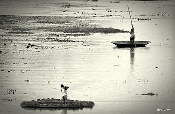 Fishing it out. Cauvery, Mysore