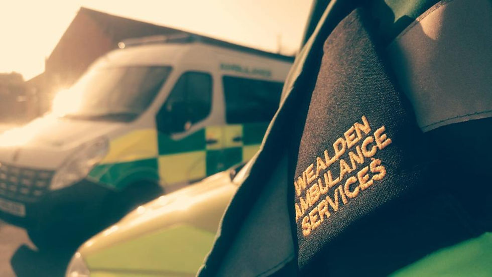 Ambulance jacket with ambulance in the background