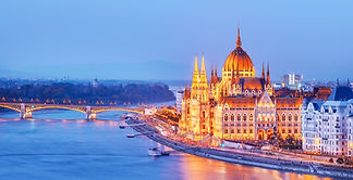 Night view of the Parliament building in Budapest, Hungary.