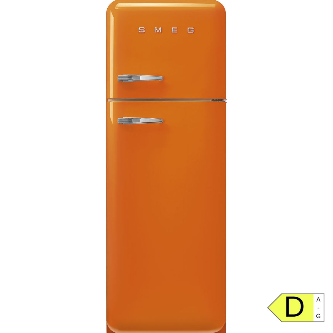 SMEG FAB30ROR5 Standgerät in orange mit zwei Türen und Edelstahl Griffen