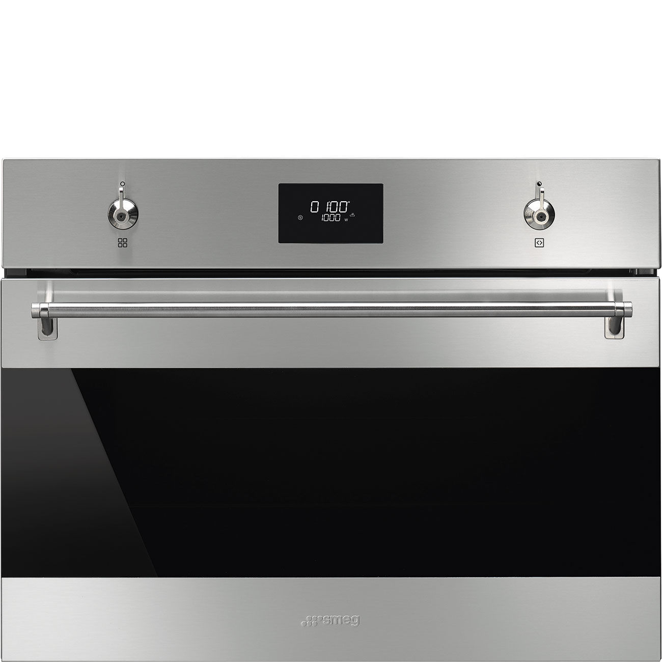 SMEG SO4301M1X Einbaubackofen mit integrierter Microwelle, Edelstahl mit schwarzem Glas