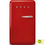 Miniaturbild: Kleiner, roter Kühlschrank von SMEG, mit Energielabel D