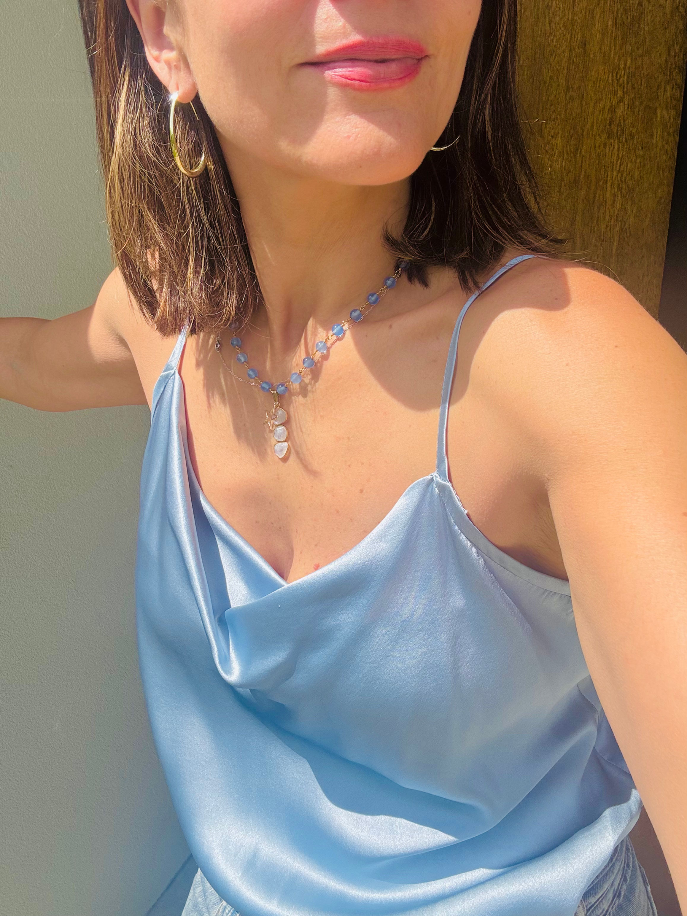 MOONSTONE BLUE JADE NECKLACE 