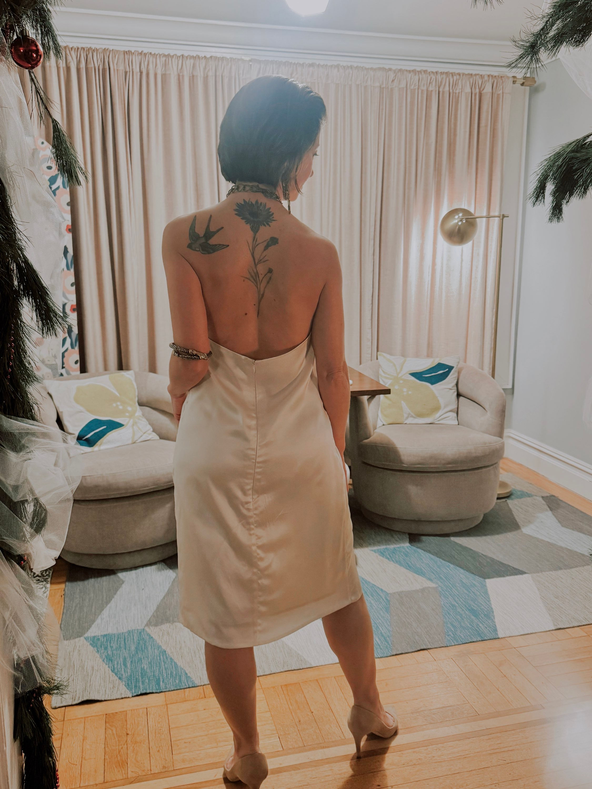 GARDENIA HALTER SILK DRESS 