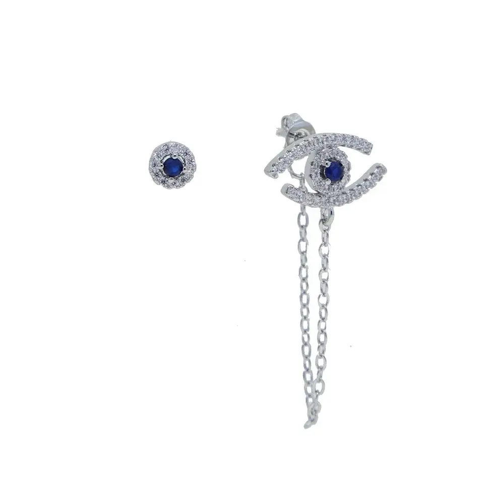 Thumbnail: Pave Evil Eye Earrings