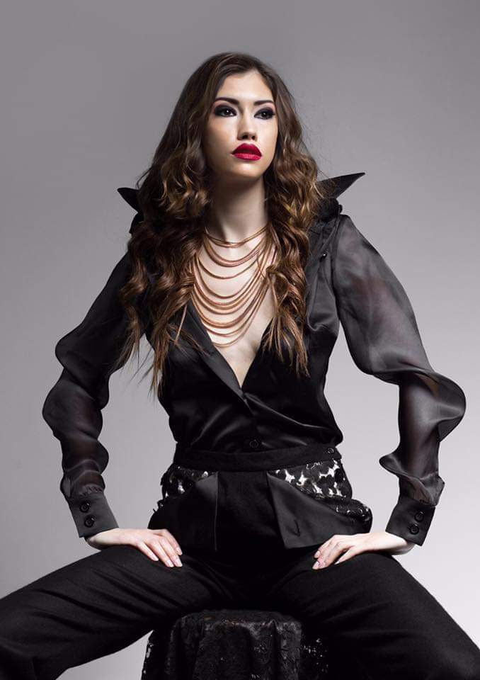 Thumbnail: ORGANZA SLEEVE SATIN BLOUSE