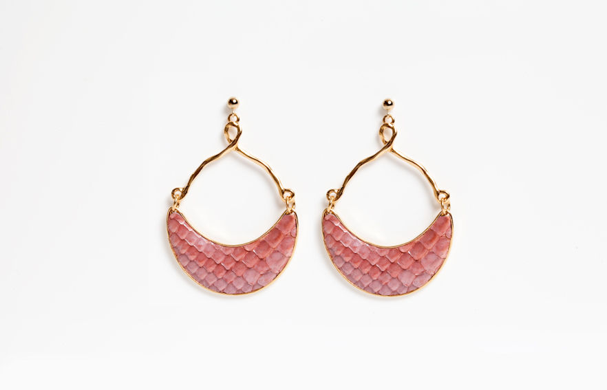 Thumbnail: Half Moon Leather Earrings