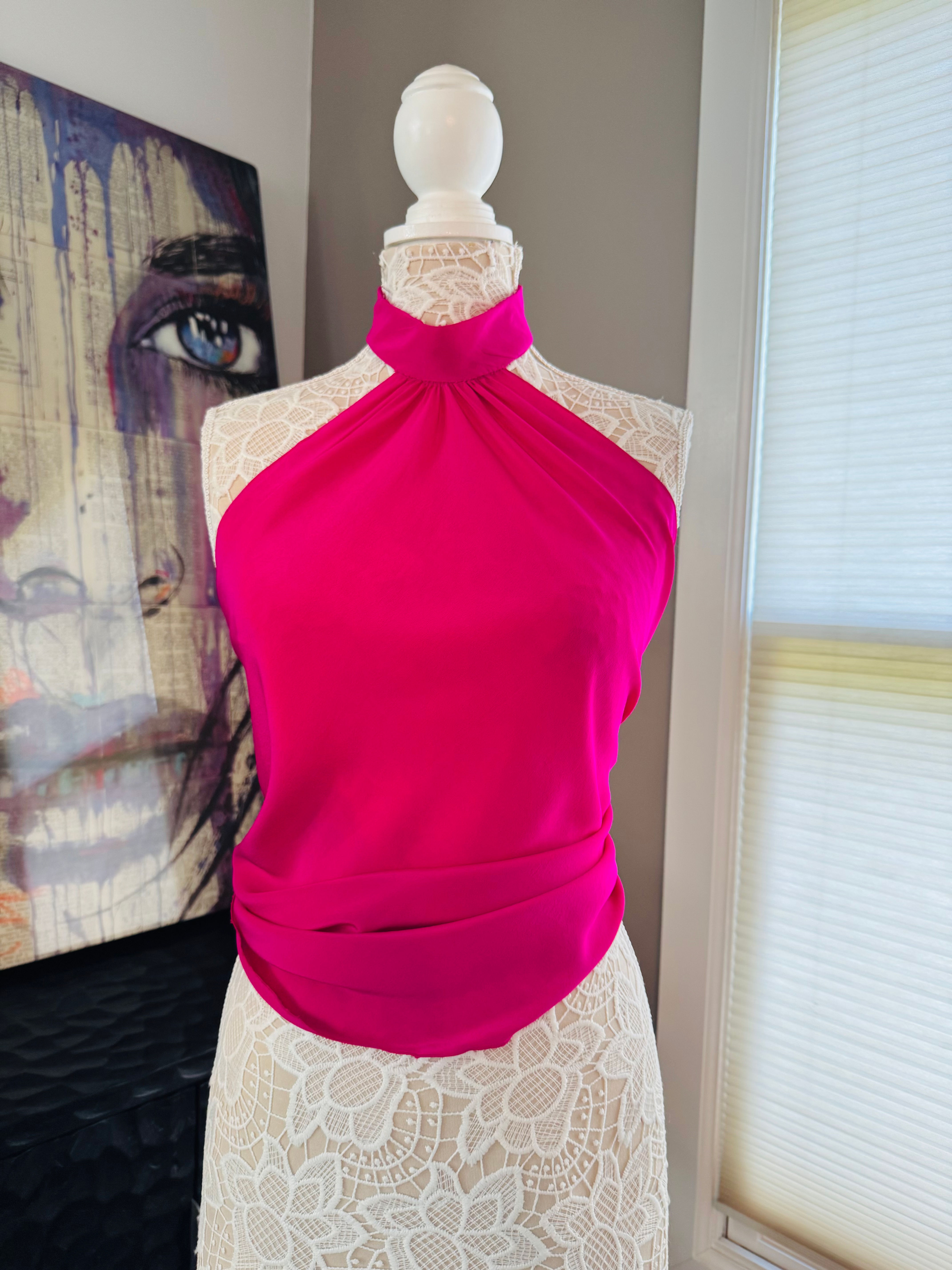 HOT PINK HALTER TOP