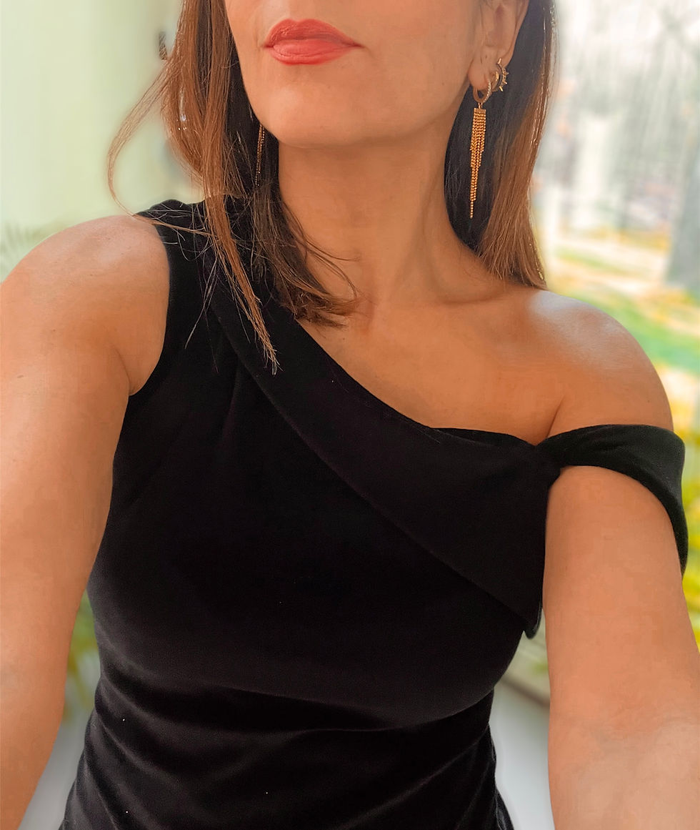 Thumbnail: ONE SHOULDER DROP VELVET TOP