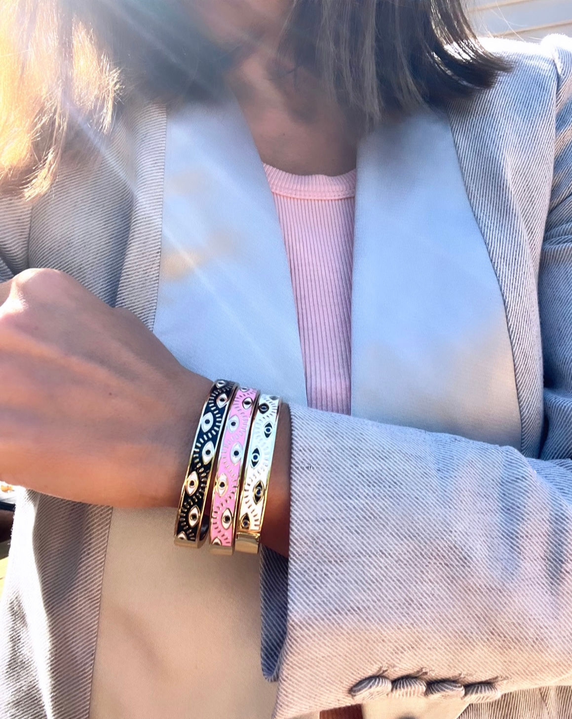 ENAMEL EVIL EYE CUFF