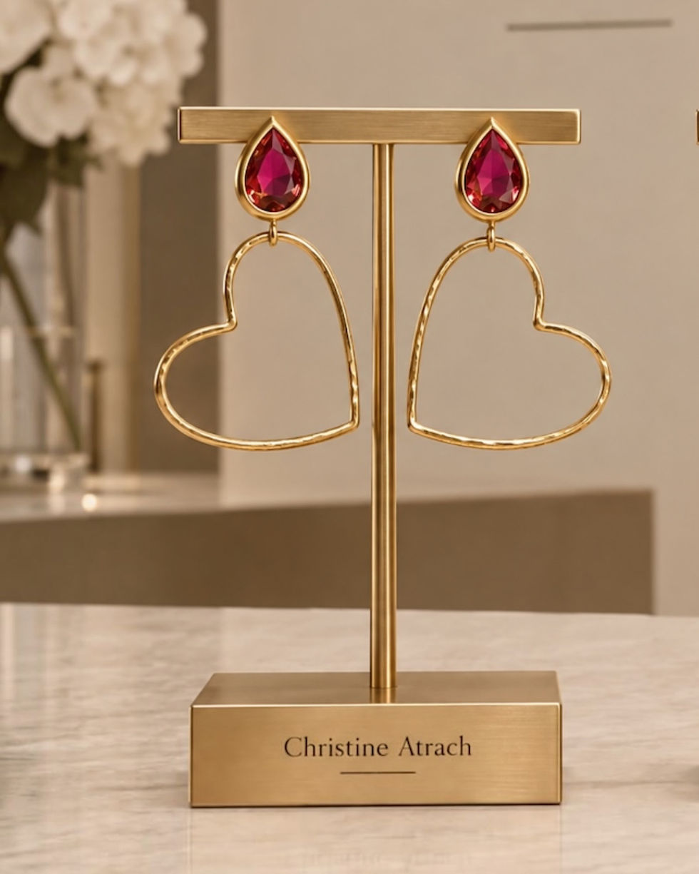 Thumbnail: BEJEWELLED HEART EARRINGS 